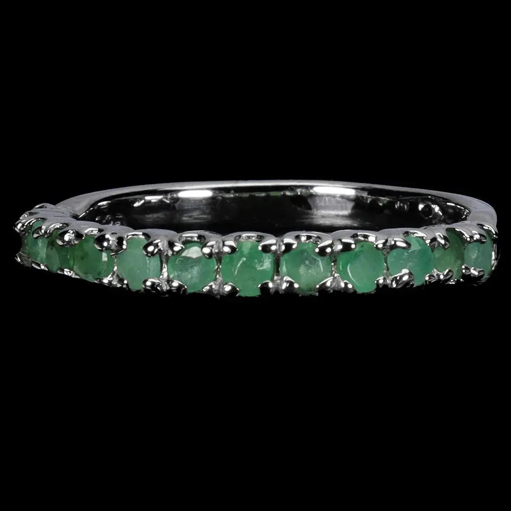 925 Sterling Silver Ring Round Emerald 2.5mm Natural Gemstone Jewelry Size 8 ABC Jewelery